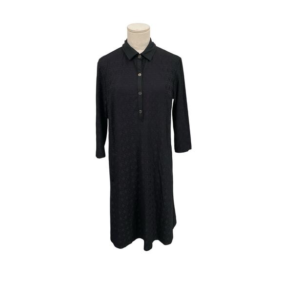J McLaughlin Dress Black Textured 3/4 Sleeve Size Small - Picture 1 of 10
